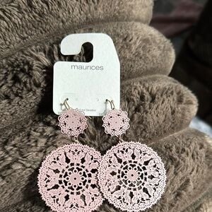 Maurices Pink Filigree Dangle Earrings